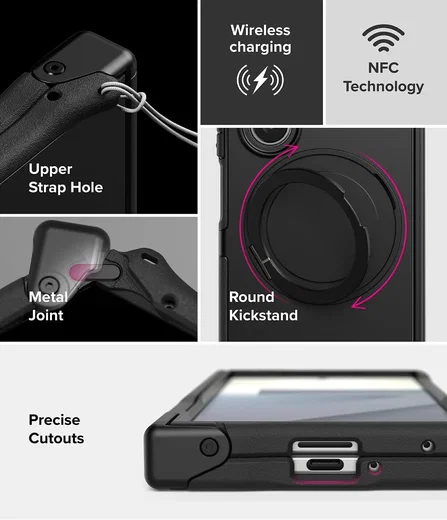 Ringke Alles Samsung Galaxy Z Fold 7 Hoesje 360° MagSafe Standaard Zwart afbeelding 9