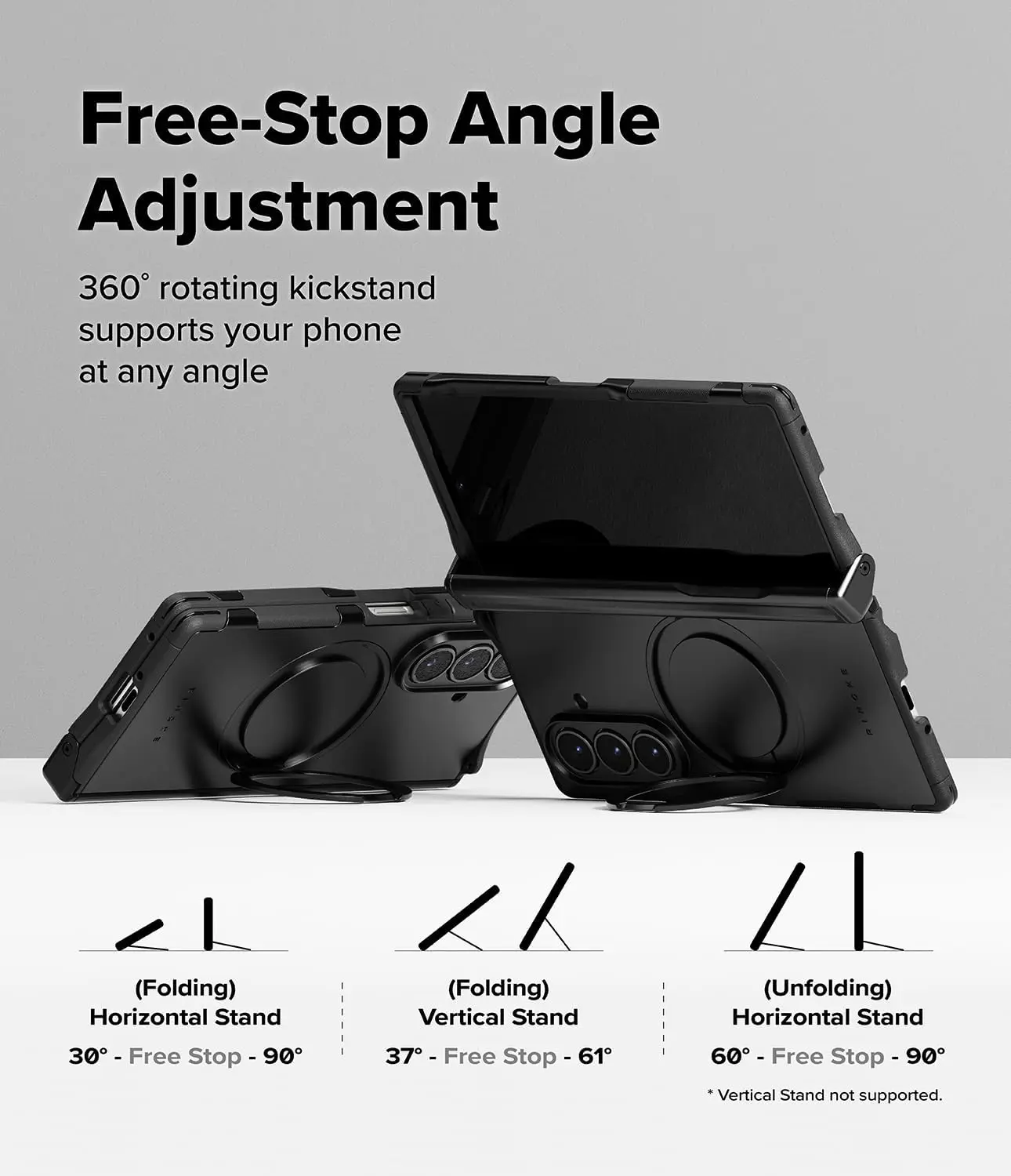 Ringke Alles Samsung Galaxy Z Fold 7 Hoesje 360° MagSafe Standaard Zwart afbeelding 5