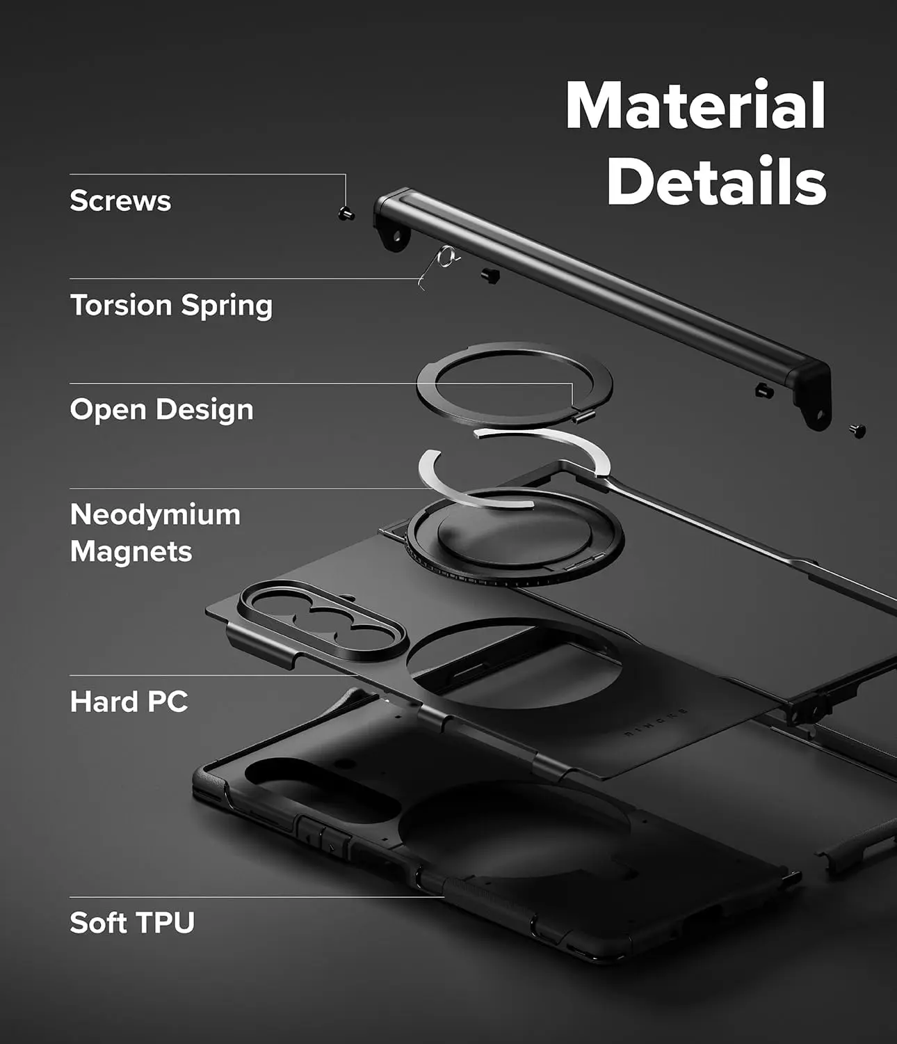 Ringke Alles Samsung Galaxy Z Fold 7 Hoesje 360° MagSafe Standaard Zwart afbeelding 4