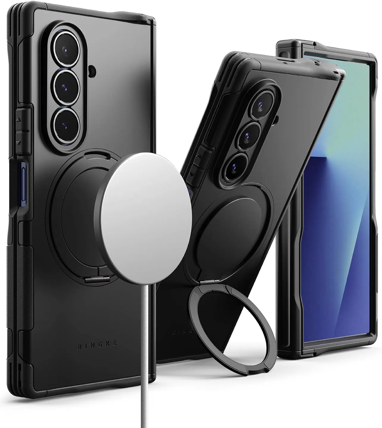 Ringke Alles Samsung Galaxy Z Fold 7 Hoesje 360° MagSafe Standaard Zwart afbeelding 1