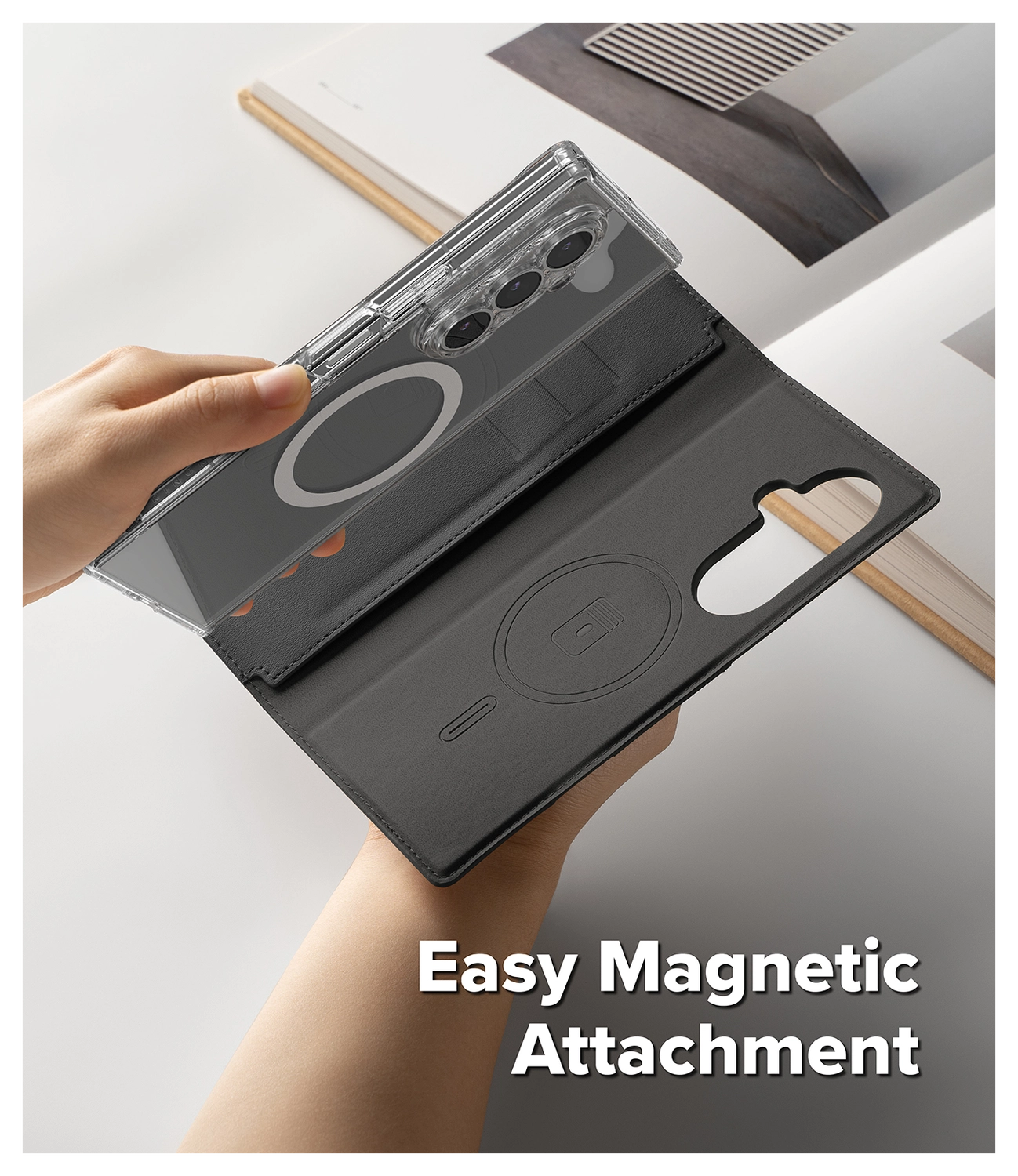 Ringke Folio Grip Wallet Magnetic Samsung Galaxy Z Fold 7 Hoesje Zwart afbeelding 2