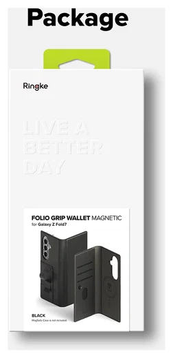 Ringke Folio Grip Wallet Magnetic Samsung Galaxy Z Fold 7 Hoesje Zwart afbeelding 6