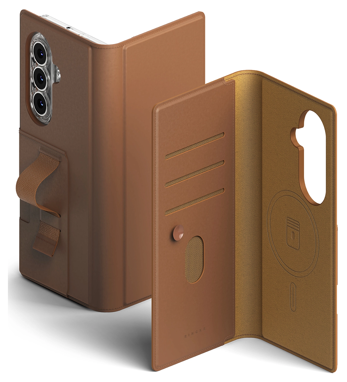Ringke Folio Grip Wallet Magnetic Samsung Galaxy Z Fold 7 Hoesje Bruin afbeelding 1
