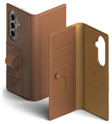 Ringke Folio Grip Wallet Magnetic Samsung Galaxy Z Fold 7 Hoesje Bruin afbeelding