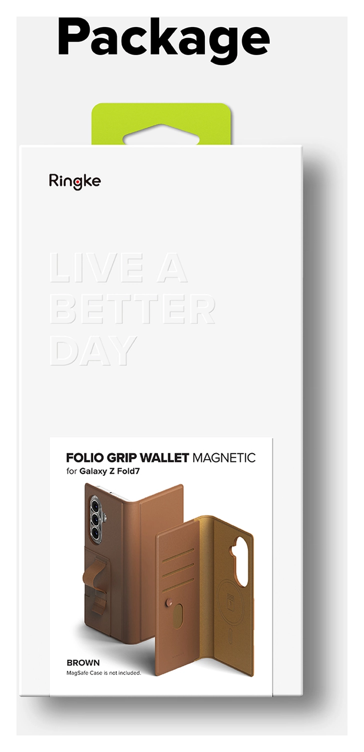 Ringke Folio Grip Wallet Magnetic Samsung Galaxy Z Fold 7 Hoesje Bruin afbeelding 6