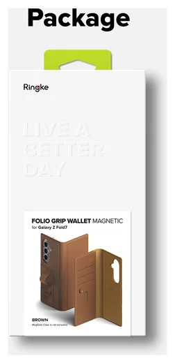Ringke Folio Grip Wallet Magnetic Samsung Galaxy Z Fold 7 Hoesje Bruin afbeelding 6
