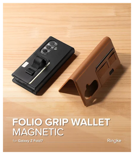 Ringke Folio Grip Wallet Magnetic Samsung Galaxy Z Fold 7 Hoesje Bruin afbeelding 7