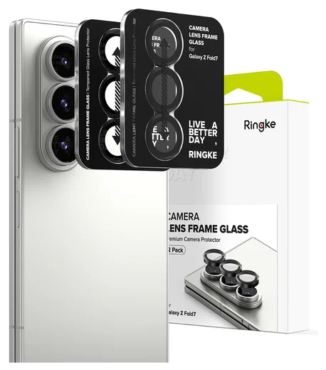 Ringke Frame Glass Samsung Galaxy Z Fold 7 Camera Protector Zwart (2-Pack) afbeelding 1