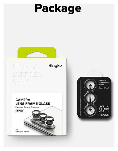 Ringke Frame Glass Samsung Galaxy Z Fold 7 Camera Protector Zwart (2-Pack) afbeelding 11