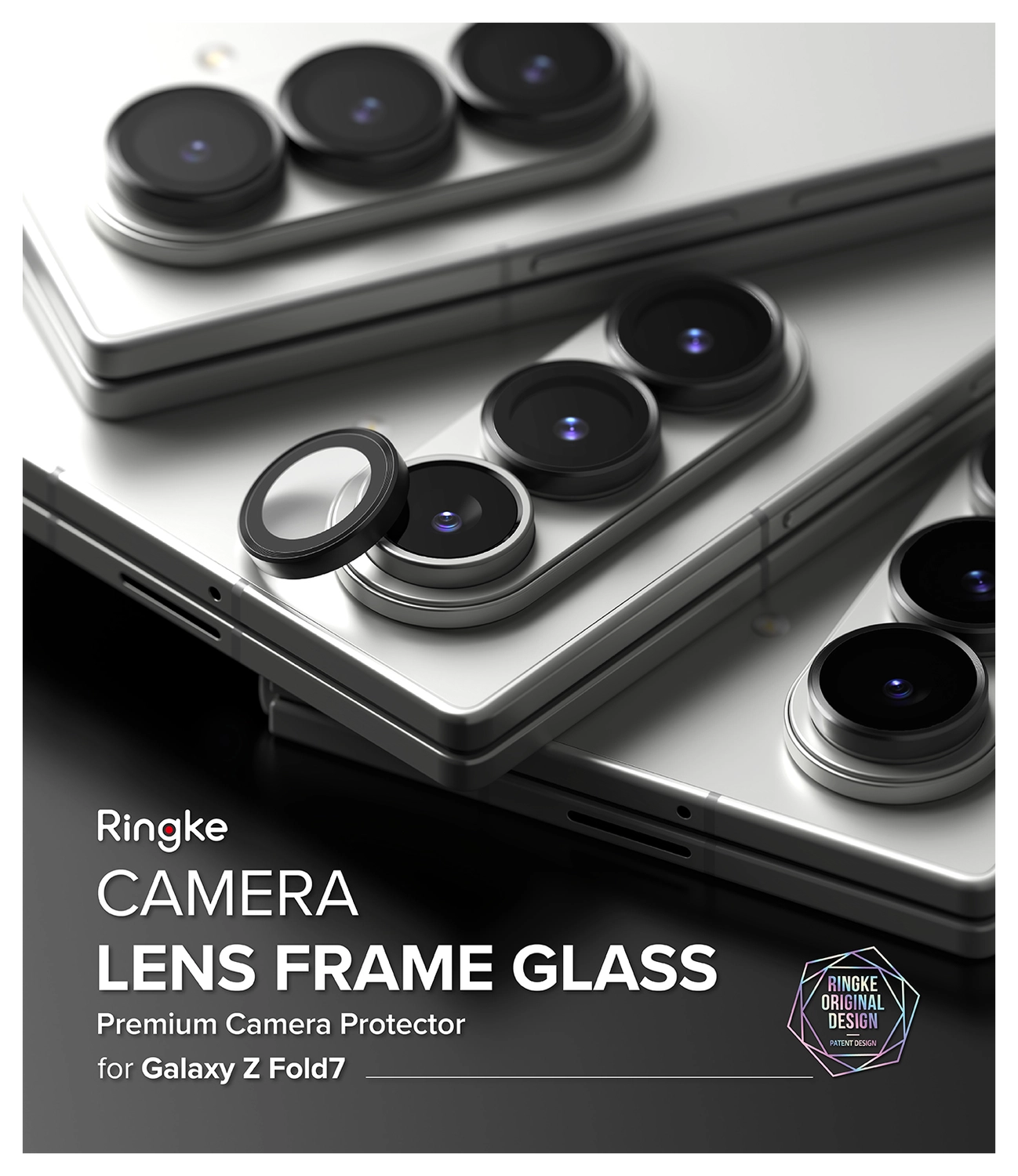 Ringke Frame Glass Samsung Galaxy Z Fold 7 Camera Protector Zwart (2-Pack) afbeelding 12