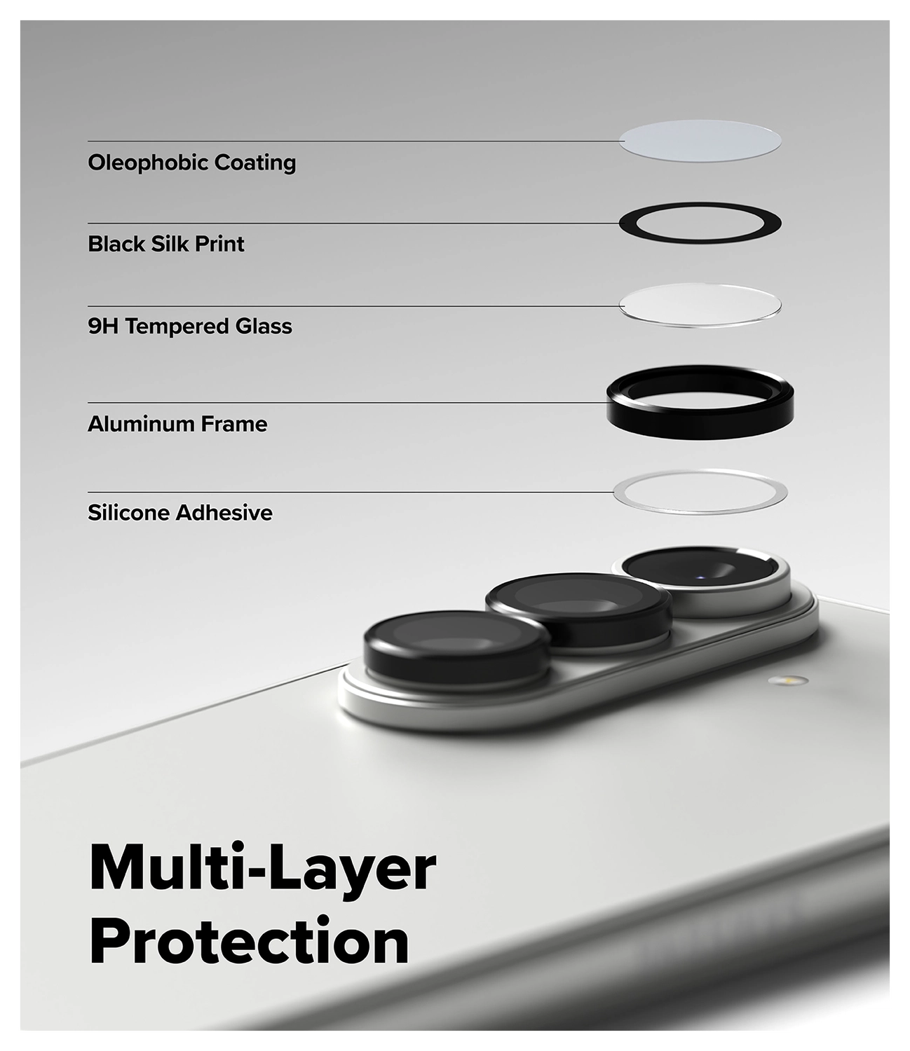Ringke Frame Glass Samsung Galaxy Z Fold 7 Camera Protector Zwart (2-Pack) afbeelding 7