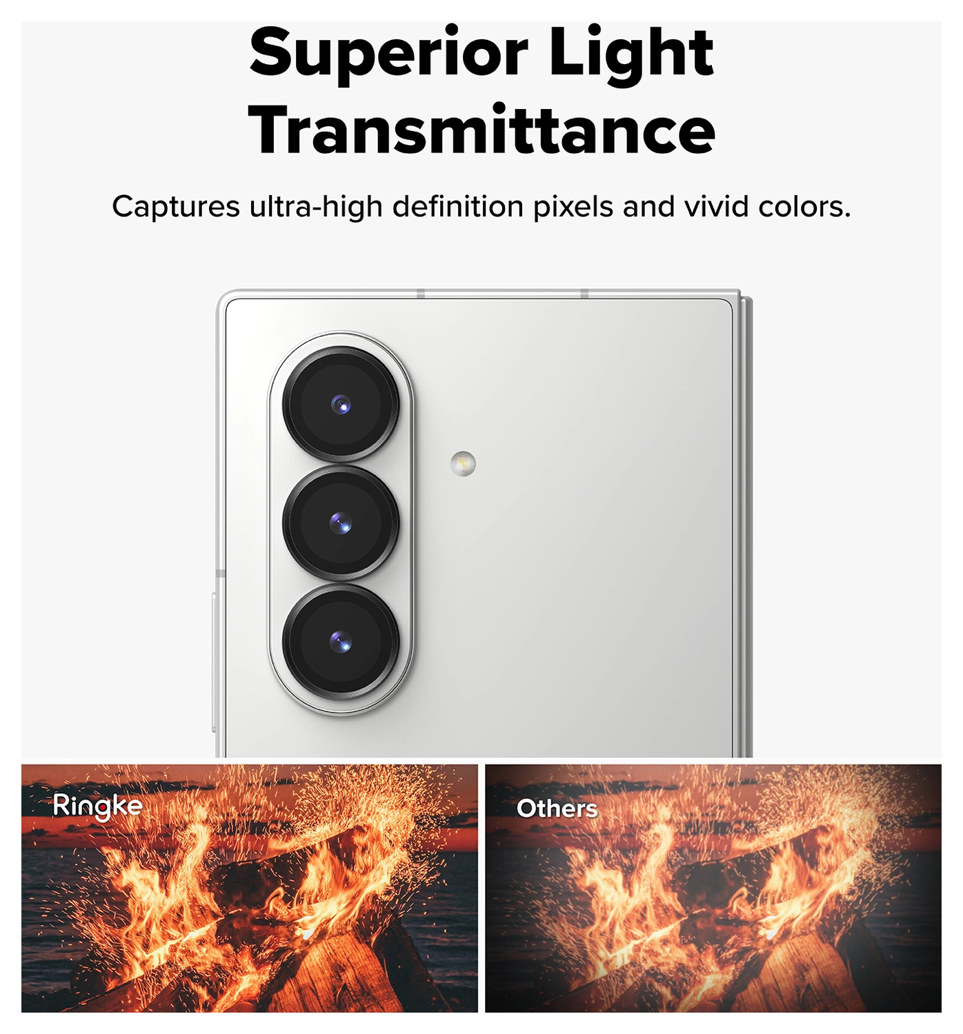 Ringke Frame Glass Samsung Galaxy Z Fold 7 Camera Protector Zwart (2-Pack) afbeelding 8