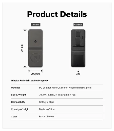 Ringke Folio Grip Wallet Magnetic Samsung Galaxy Z Flip 7 Hoesje Zwart afbeelding 5