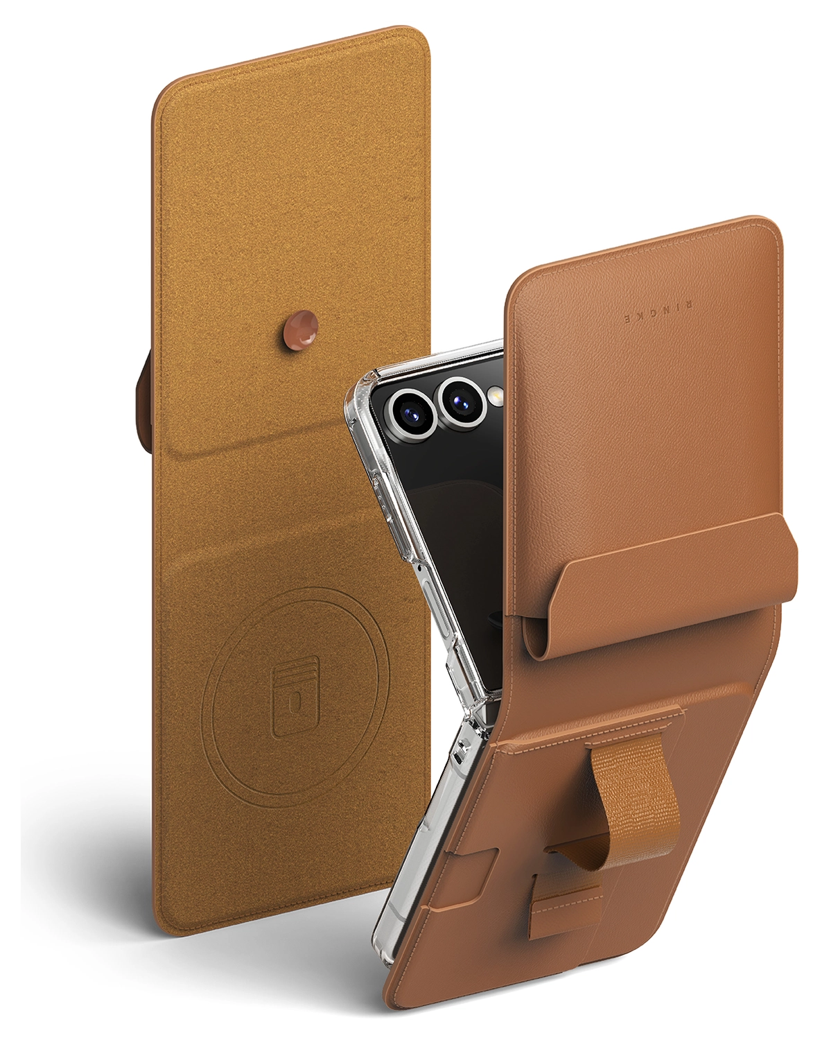 Ringke Folio Grip Wallet Magnetic Samsung Galaxy Z Flip 7 Hoesje Bruin afbeelding 1