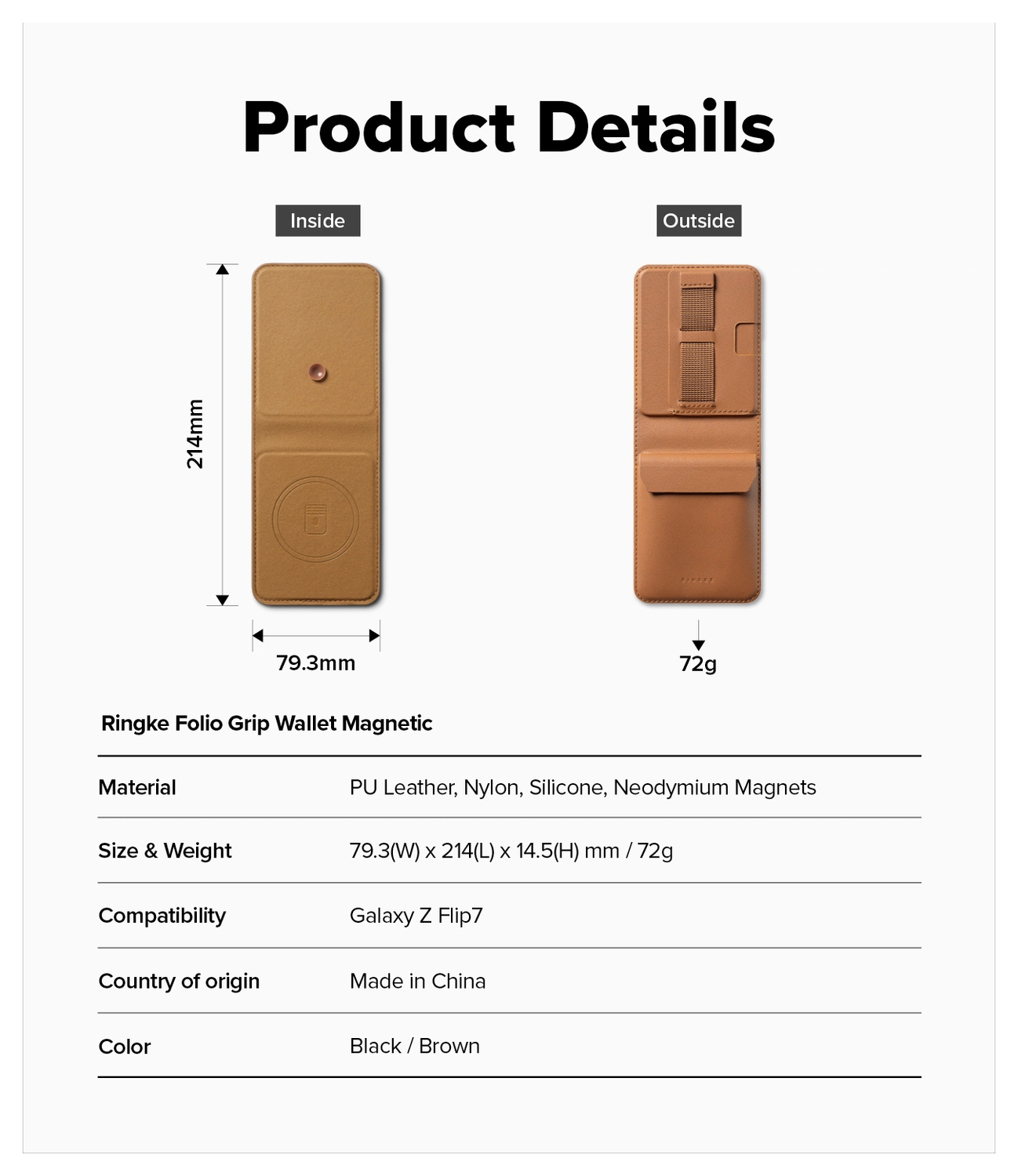Ringke Folio Grip Wallet Magnetic Samsung Galaxy Z Flip 7 Hoesje Bruin afbeelding 5