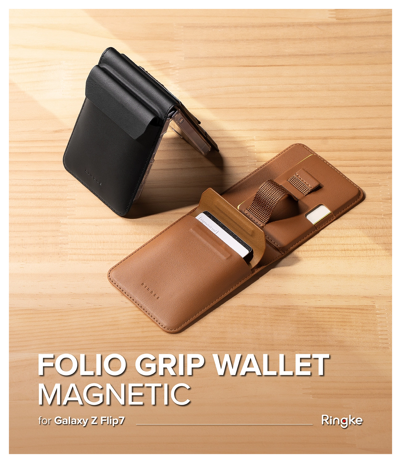 Ringke Folio Grip Wallet Magnetic Samsung Galaxy Z Flip 7 Hoesje Bruin afbeelding 7