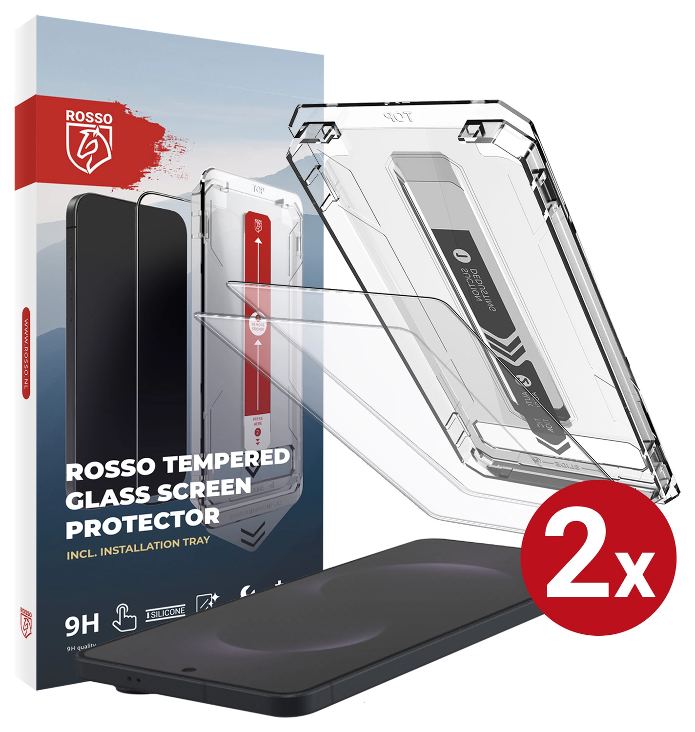Rosso Samsung Galaxy S25 Edge Tempered Glass met Installatietray (2-Pack) afbeelding 1