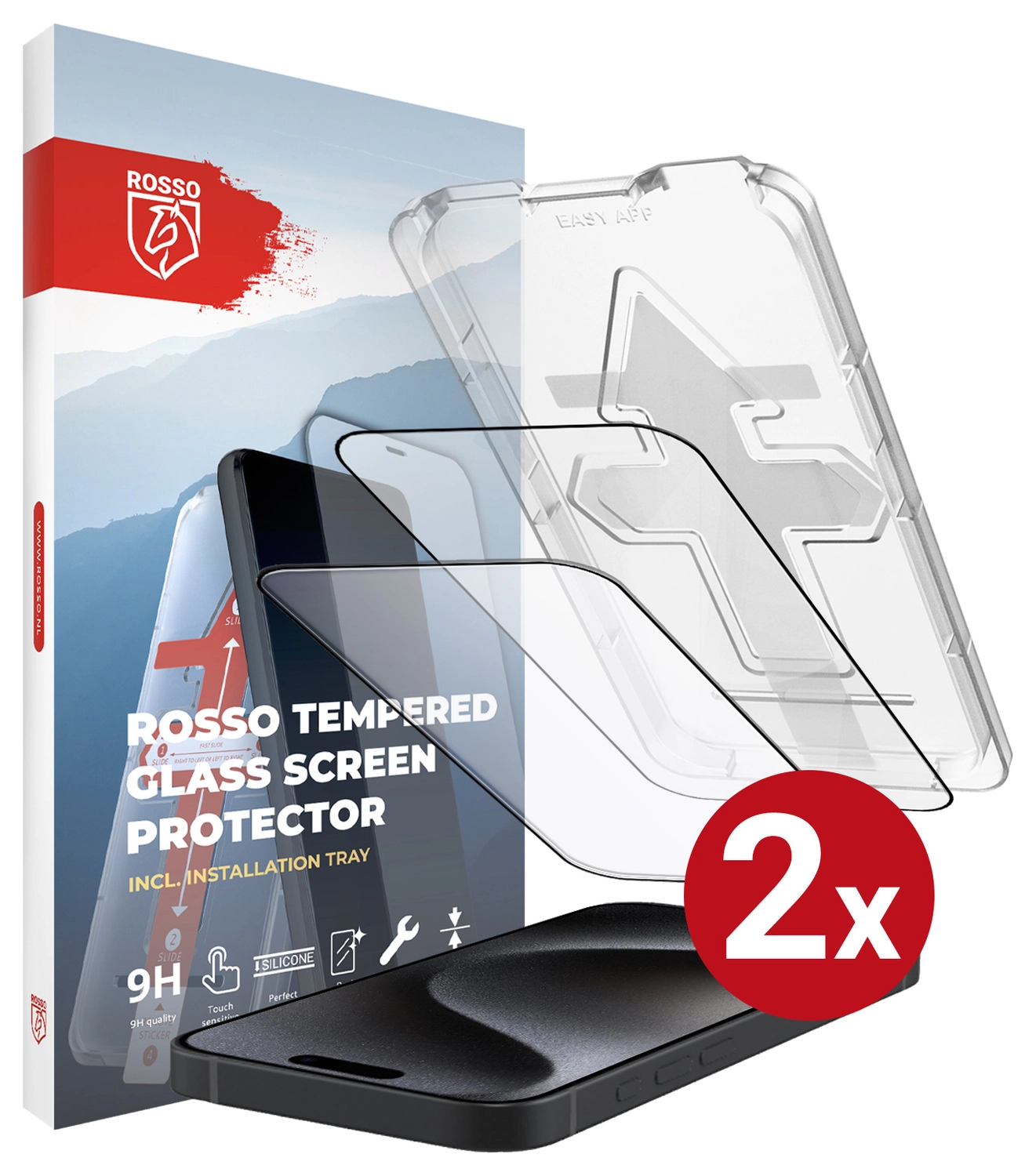 Rosso Apple iPhone 15 Pro Max Tempered Glass met Installatietray (2-Pack) afbeelding 12