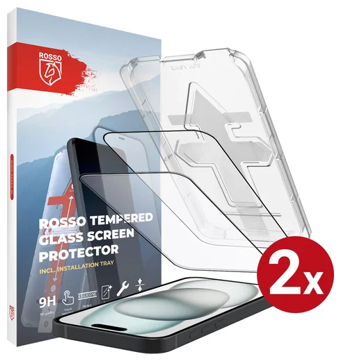 Rosso Apple iPhone 15 Tempered Glass met Installatietray (2-Pack) afbeelding 1