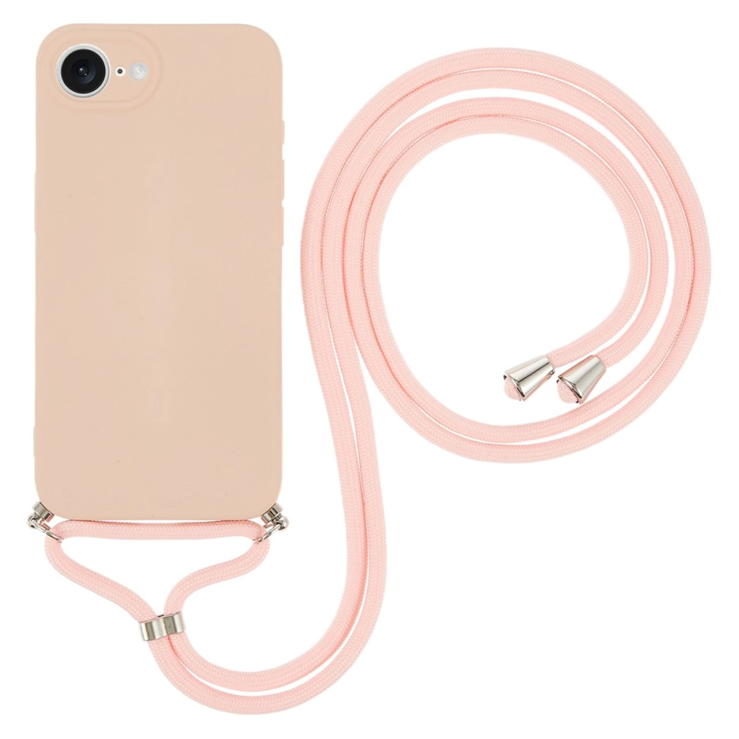 Apple iPhone 17e / 16e Hoesje met Koord en Camera Bescherming Back Cover Roze afbeelding 1