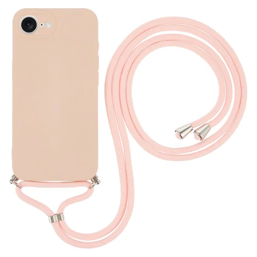 Apple iPhone 17e / 16e Hoesje met Koord en Camera Bescherming Back Cover Roze afbeelding 1