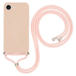 Apple iPhone 17e / 16e Hoesje met Koord en Camera Bescherming Back Cover Roze afbeelding