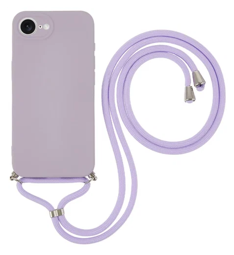Apple iPhone 17e / 16e Hoesje met Koord en Camera Bescherming Back Cover Paars afbeelding 1
