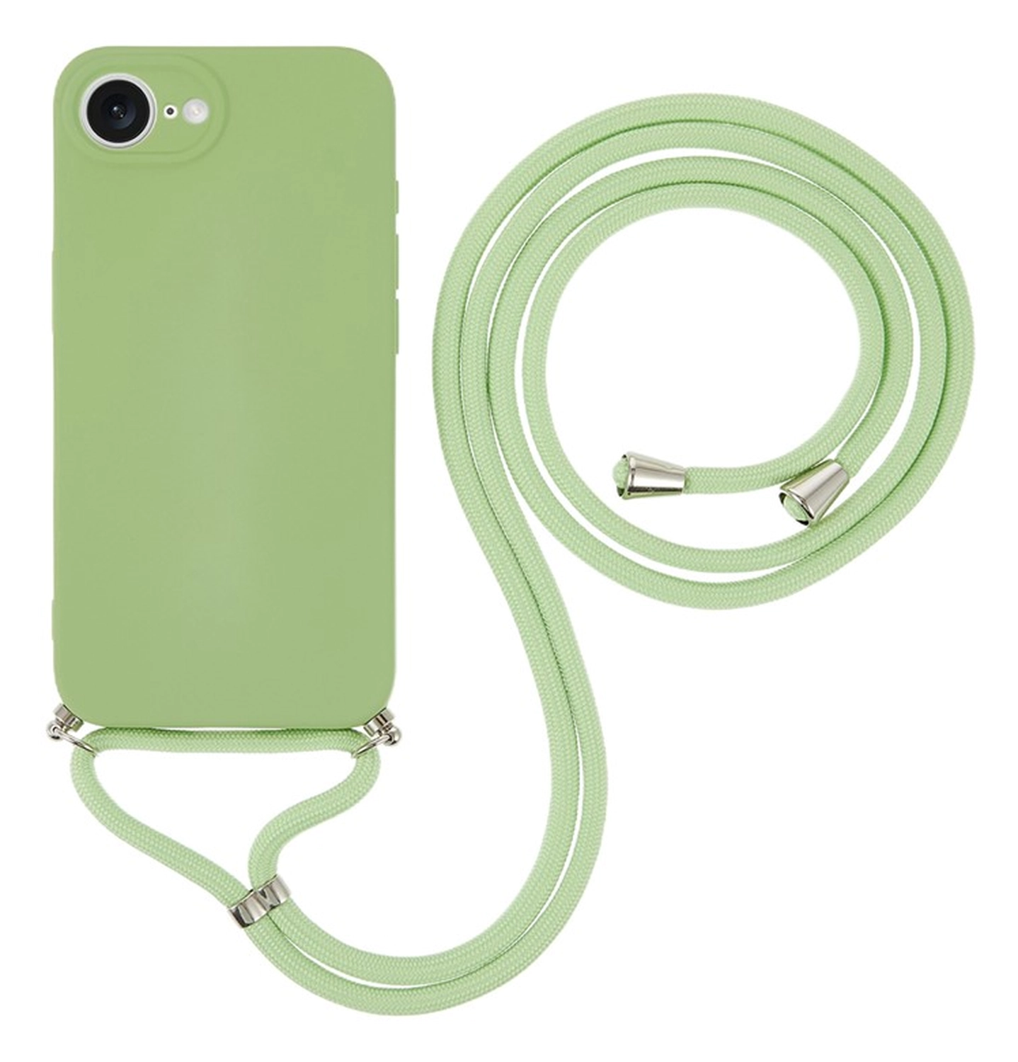 Apple iPhone 17e / 16e Hoesje met Koord en Camera Bescherming Back Cover Matcha afbeelding 1