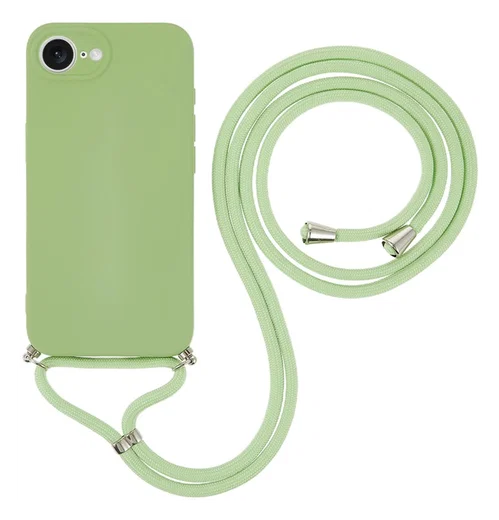 Apple iPhone 17e / 16e Hoesje met Koord en Camera Bescherming Back Cover Matcha afbeelding 1