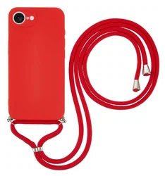 Apple iPhone 17e / 16e Hoesje met Koord en Camera Bescherming Back Cover Rood afbeelding