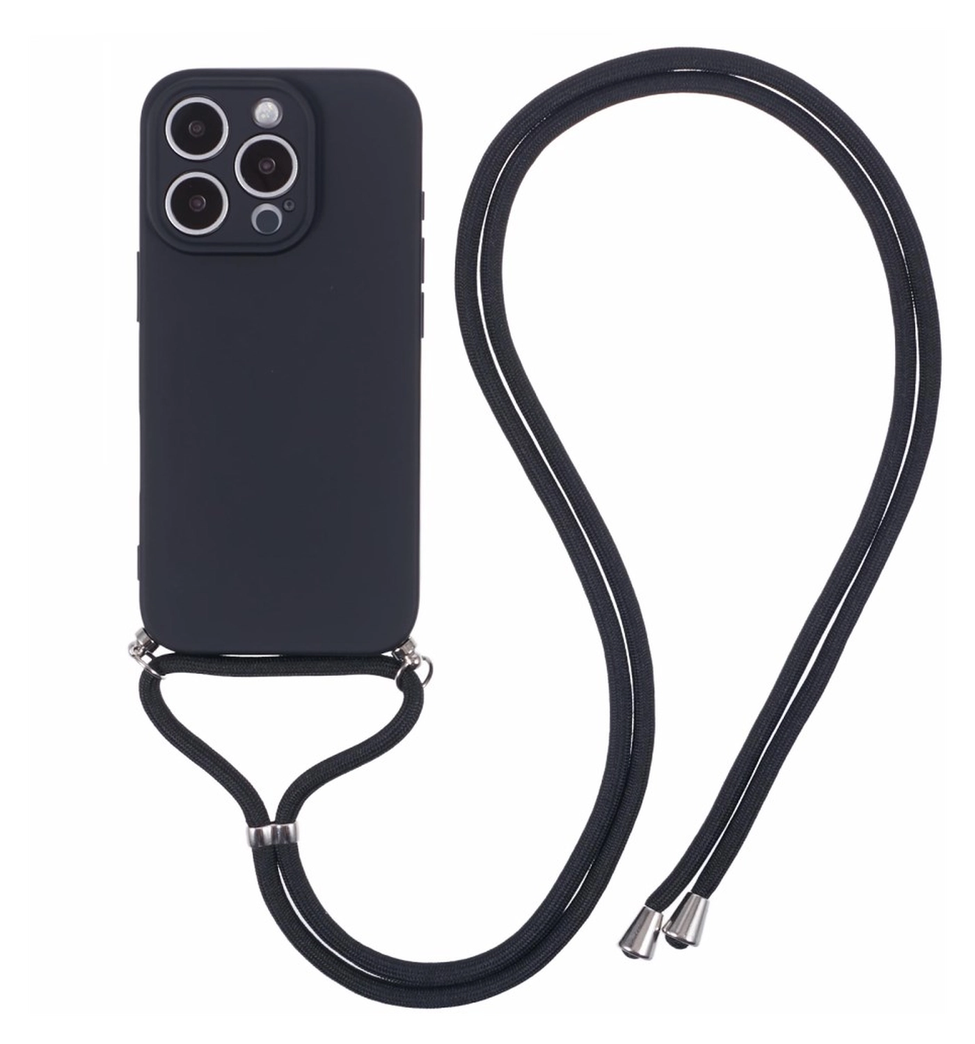 iPhone 16 Pro Max Hoesje met Koord en Camera Bescherming Back Cover Zwart afbeelding 1