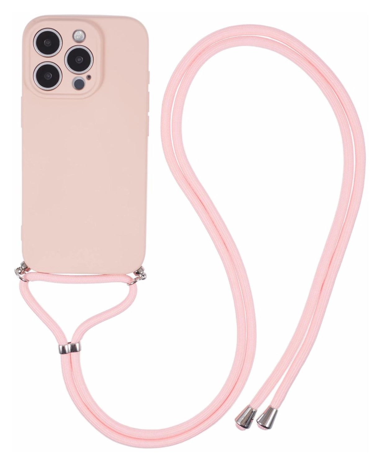 iPhone 16 Pro Max Hoesje met Koord en Camera Bescherming Back Cover Roze afbeelding 1