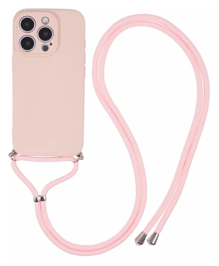 iPhone 16 Pro Max Hoesje met Koord en Camera Bescherming Back Cover Roze afbeelding 1