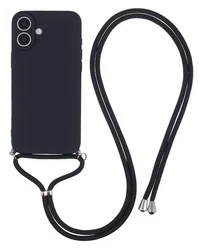 Apple iPhone 16 Plus Hoesje met Koord en Camera Bescherming Back Cover Zwart afbeelding