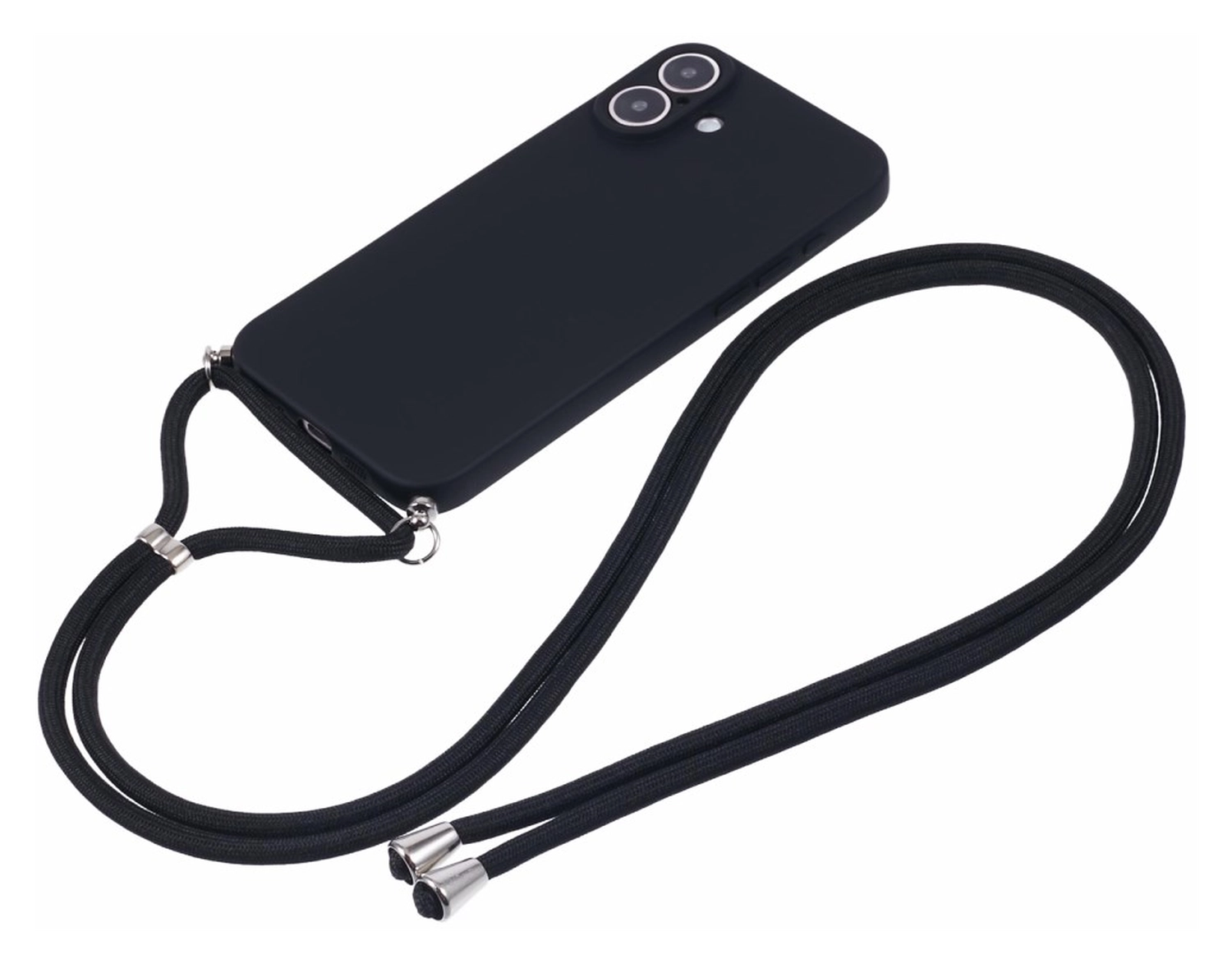 Apple iPhone 16 Plus Hoesje met Koord en Camera Bescherming Back Cover Zwart afbeelding 6