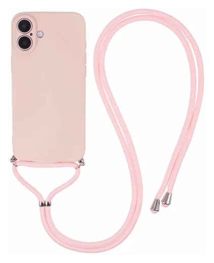 Apple iPhone 16 Plus Hoesje met Koord en Camera Bescherming Back Cover Roze afbeelding 1