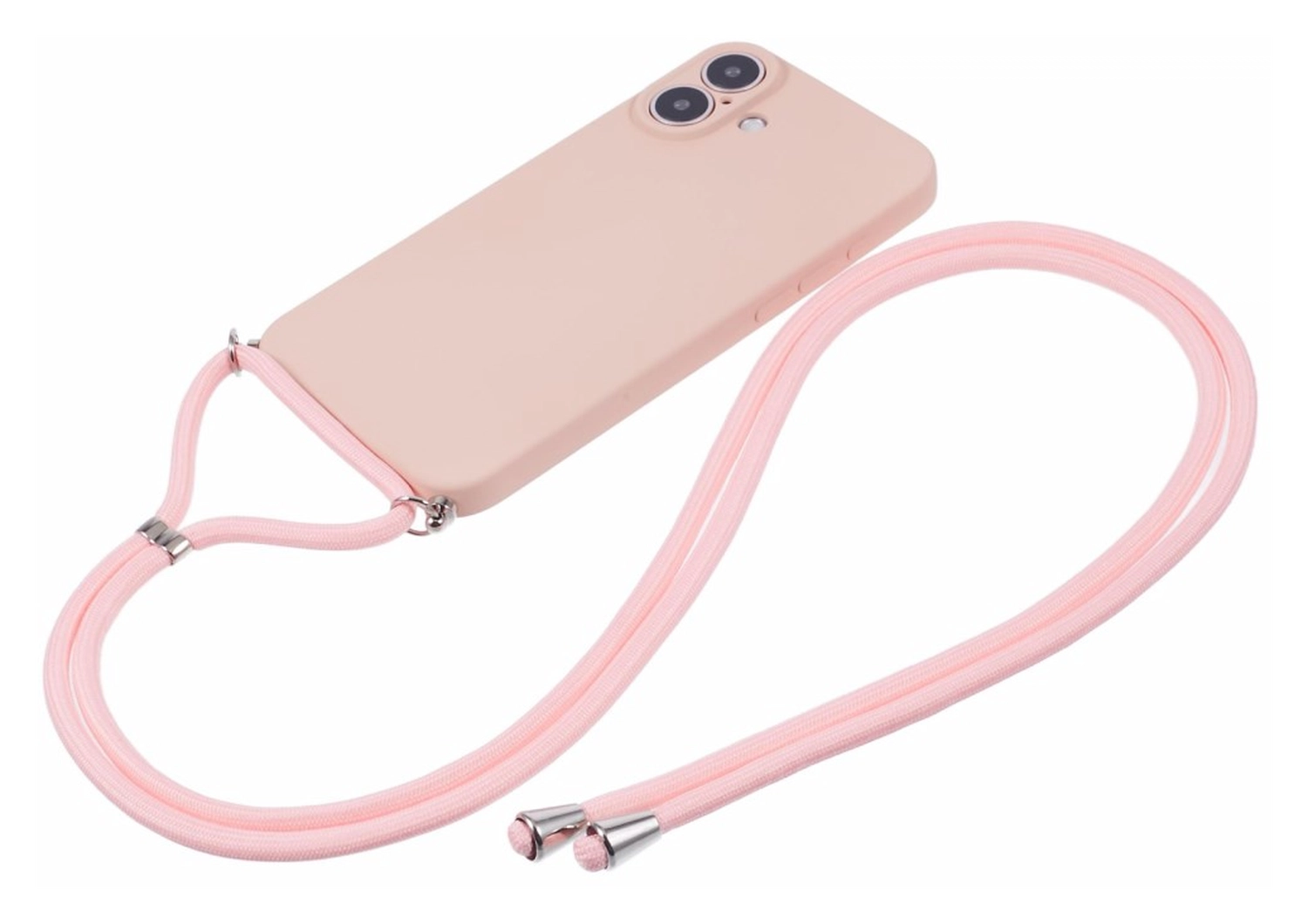 Apple iPhone 16 Plus Hoesje met Koord en Camera Bescherming Back Cover Roze afbeelding 6