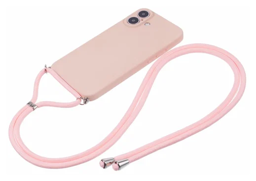 Apple iPhone 16 Plus Hoesje met Koord en Camera Bescherming Back Cover Roze afbeelding 6