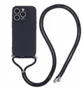 Apple iPhone 16 Pro Hoesje met Koord en Camera Bescherming Back Cover Zwart