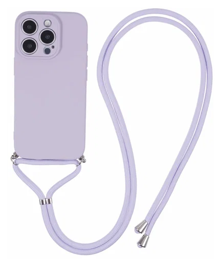 Apple iPhone 16 Pro Hoesje met Koord en Camera Bescherming Back Cover Paars afbeelding 1
