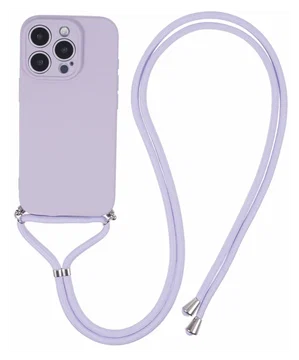 Apple iPhone 16 Pro Hoesje met Koord en Camera Bescherming Back Cover Paars