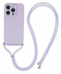 Apple iPhone 16 Pro Hoesje met Koord en Camera Bescherming Back Cover Paars afbeelding