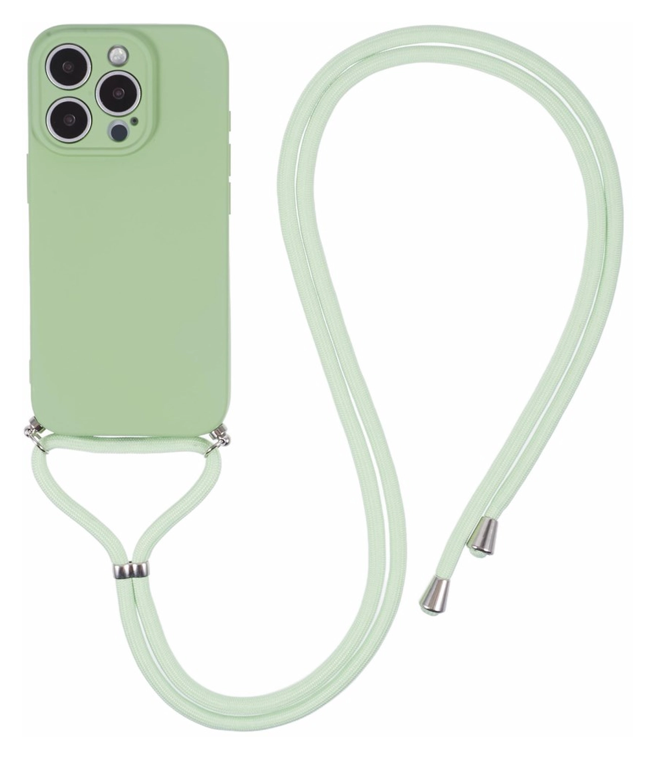 Apple iPhone 16 Pro Hoesje met Koord en Camera Bescherming Back Cover Matcha afbeelding 1