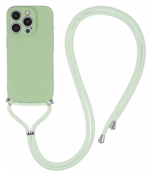Apple iPhone 16 Pro Hoesje met Koord en Camera Bescherming Back Cover Matcha
