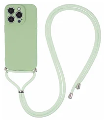 Apple iPhone 16 Pro Hoesje met Koord en Camera Bescherming Back Cover Matcha afbeelding