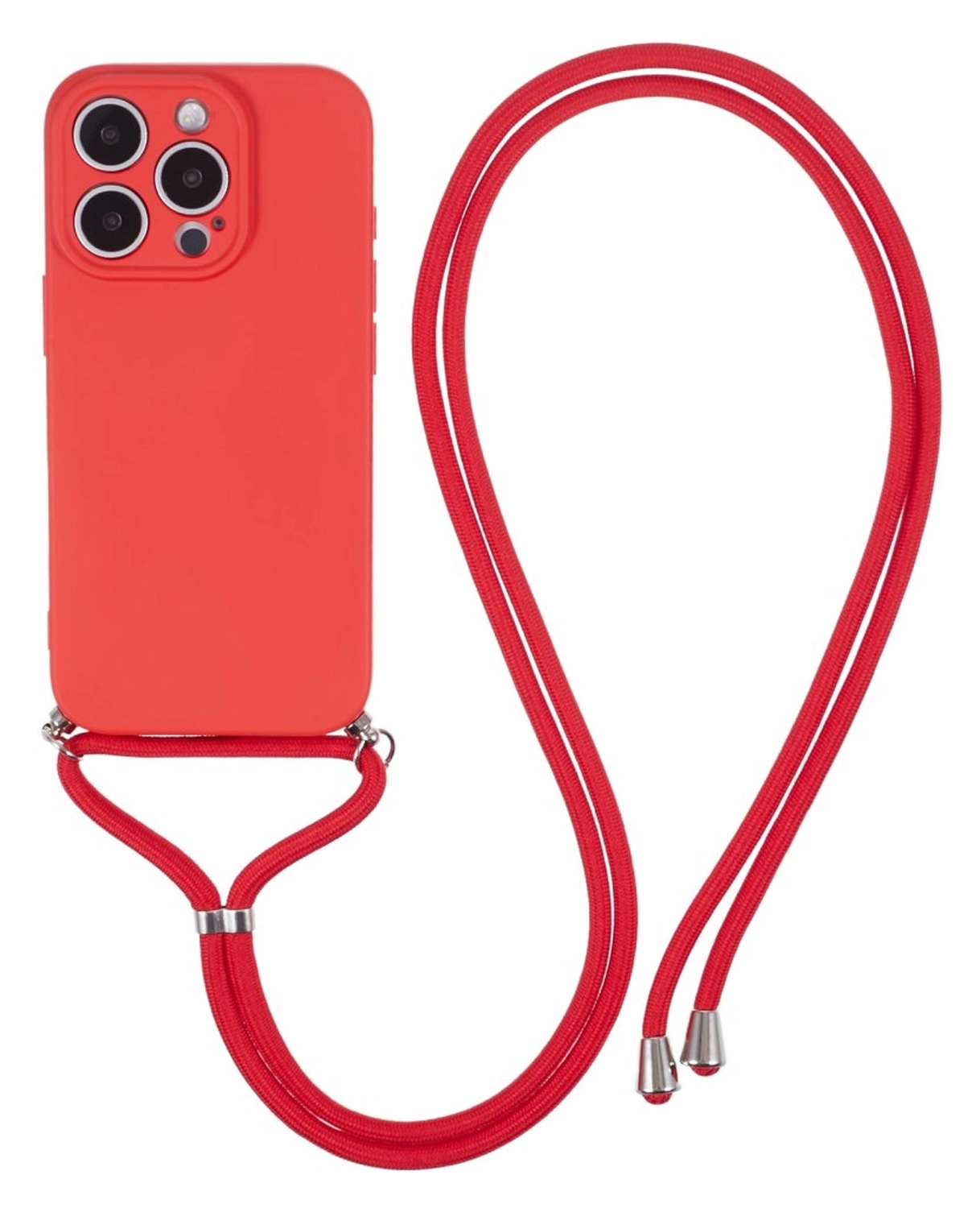 Apple iPhone 16 Pro Hoesje met Koord en Camera Bescherming Back Cover Rood afbeelding 1