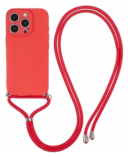 Apple iPhone 16 Pro Hoesje met Koord en Camera Bescherming Back Cover Rood afbeelding 1