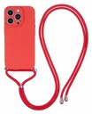 Apple iPhone 16 Pro Hoesje met Koord en Camera Bescherming Back Cover Rood