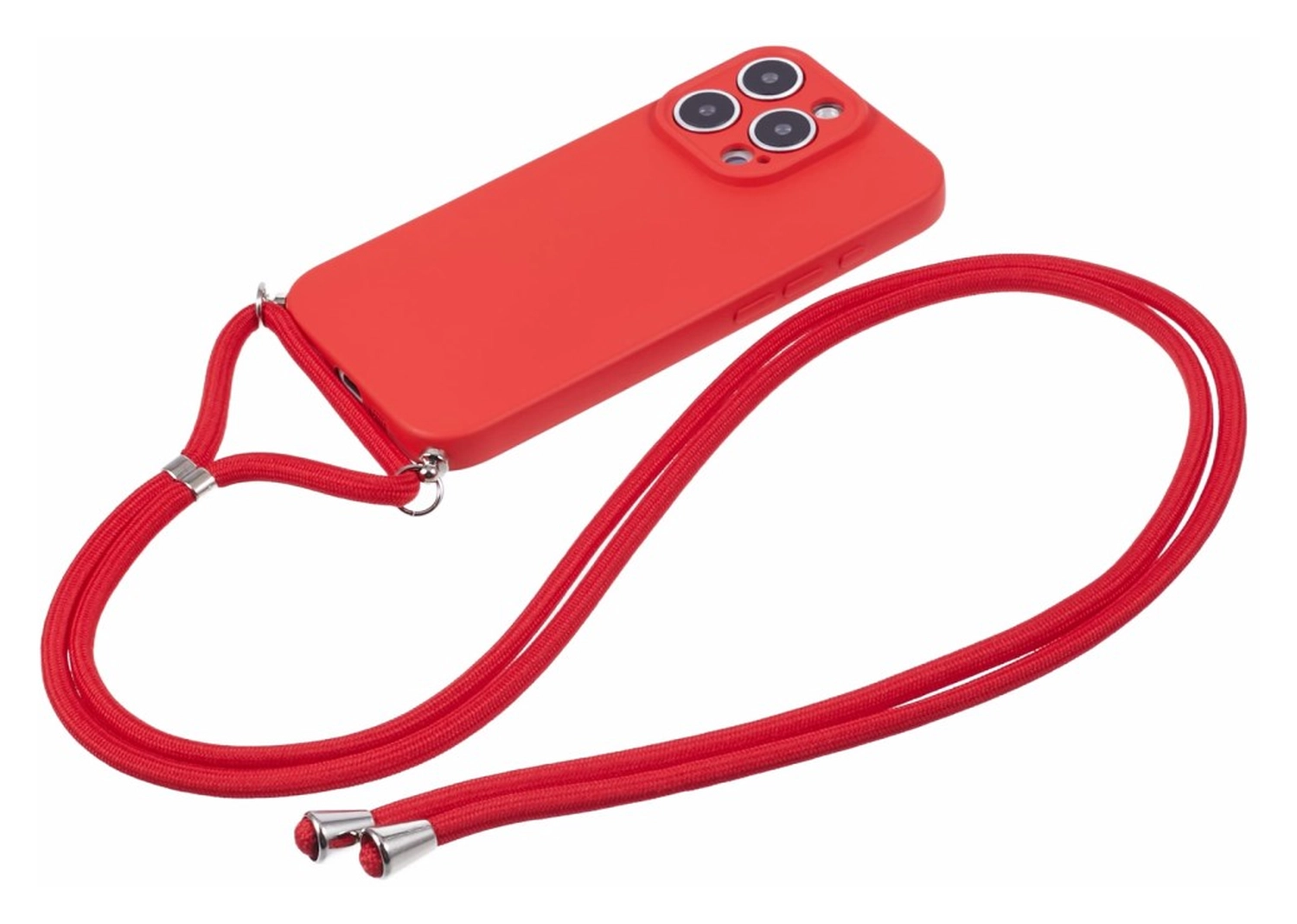 Apple iPhone 16 Pro Hoesje met Koord en Camera Bescherming Back Cover Rood afbeelding 6