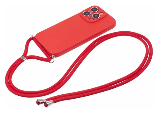 Apple iPhone 16 Pro Hoesje met Koord en Camera Bescherming Back Cover Rood afbeelding 6